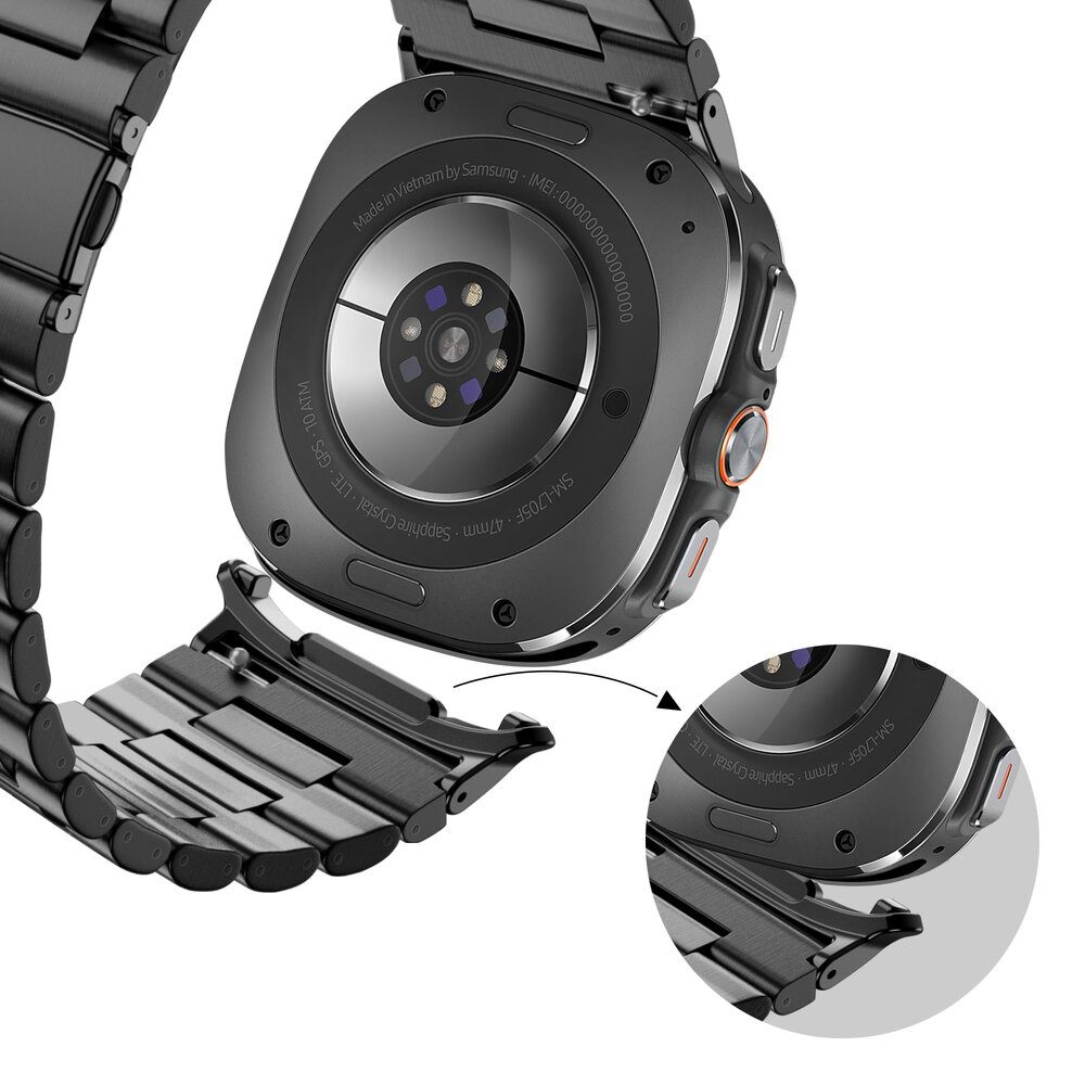 Bandz Bandz Samsung Galaxy Watch Ultra Stahlgliederband 'Deluxe' (Schwarz) Bandz Bandz Samsung Galaxy Watch Ultra Stahlgliederband 'Deluxe' (Schwarz)