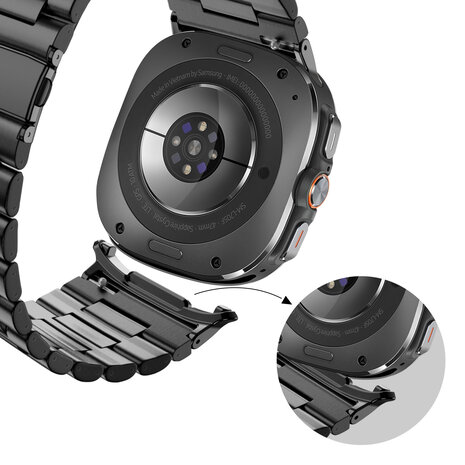 Bandz Bandz Samsung Galaxy Watch Ultra Stahlgliederband 'Deluxe' (Schwarz) Bandz Bandz Samsung Galaxy Watch Ultra Stahlgliederband 'Deluxe' (Schwarz)