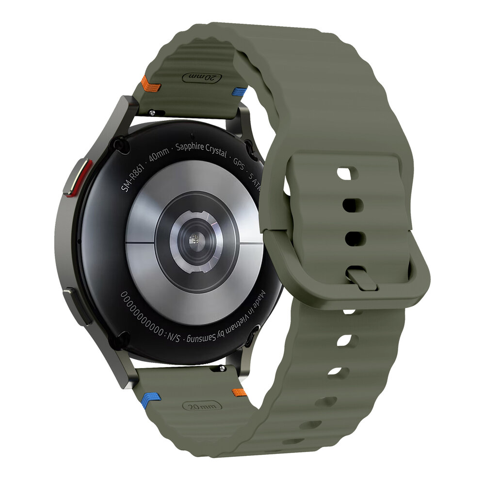 Strap-it® Strap-it Samsung Galaxy Watch 3 45mm Wave Silikonarmband (Armeegrün)