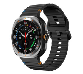 Strap-it® Samsung Galaxy Watch Ultra Wave Silikonarmband (Schwarz) Strap-it® Samsung Galaxy Watch Ultra Wave Silikonarmband (Schwarz)