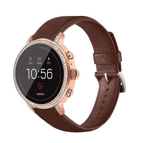 Strap-it® Strap-it Huawei Watch GT 5 - 41mm Lederarmband (Rotbraun)
