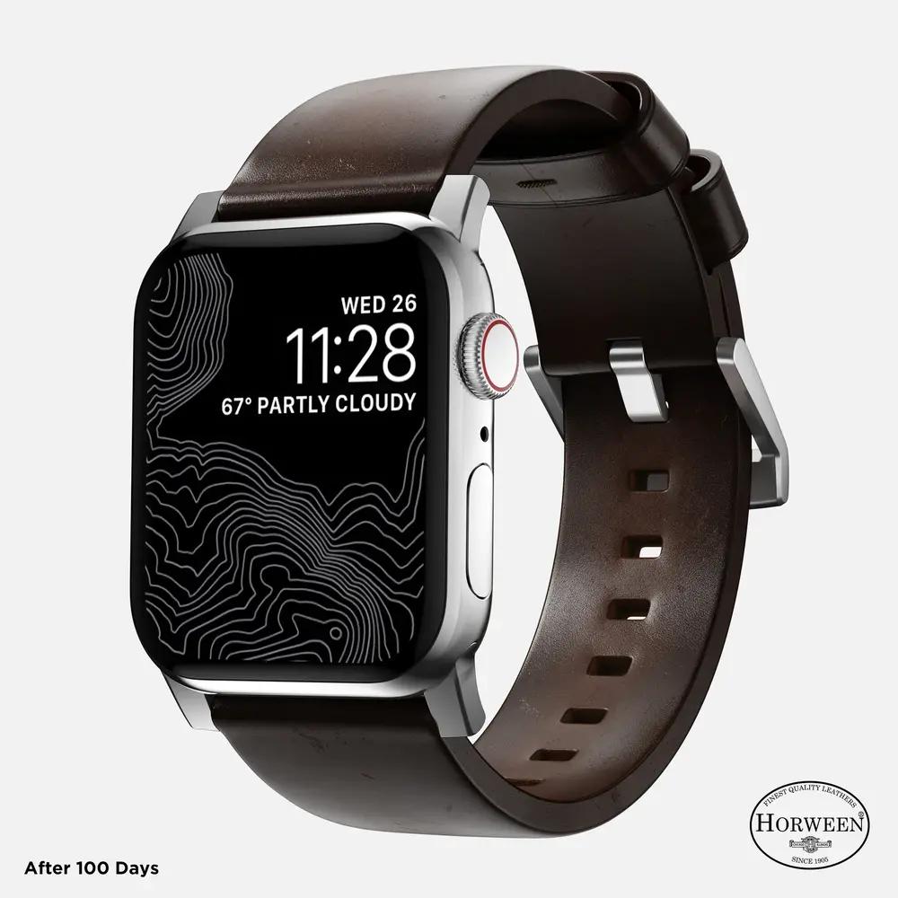 Nomad Nomad Modern Apple Watch Lederarmband (Braun/Silber) Nomad Nomad Modern Apple Watch Lederarmband (Braun/Silber)