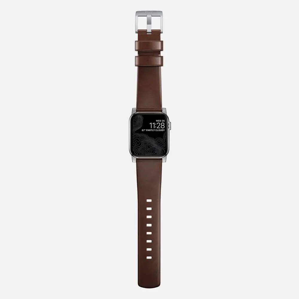 Nomad Nomad Modern Apple Watch Lederarmband (Braun/Silber) Nomad Nomad Modern Apple Watch Lederarmband (Braun/Silber)
