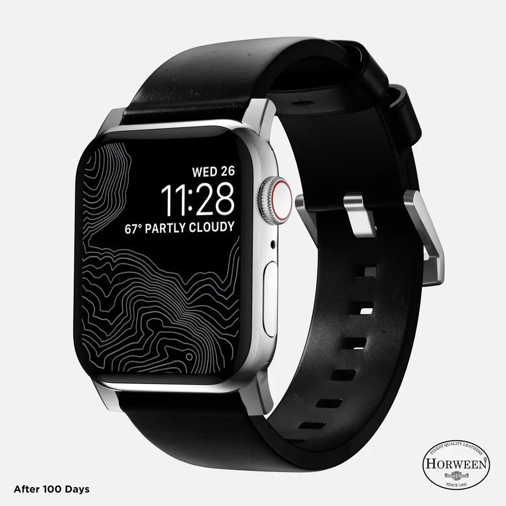 Nomad Nomad Modern Apple Watch Lederarmband (Schwarz)/Silber) Nomad Nomad Modern Apple Watch Lederarmband (Schwarz)/Silber)