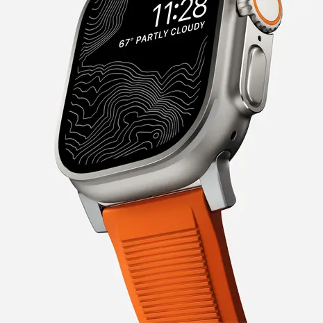 Nomad Nomad Rugged Apple Watch Silikon Armband (Silber/Ultra Orange) Nomad Nomad Rugged Apple Watch Silikon Armband (Silber/Ultra Orange)
