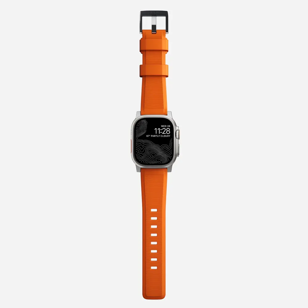 Nomad Nomad Rugged Apple Watch Silikon Armband (Silber/Ultra Orange) Nomad Nomad Rugged Apple Watch Silikon Armband (Silber/Ultra Orange)