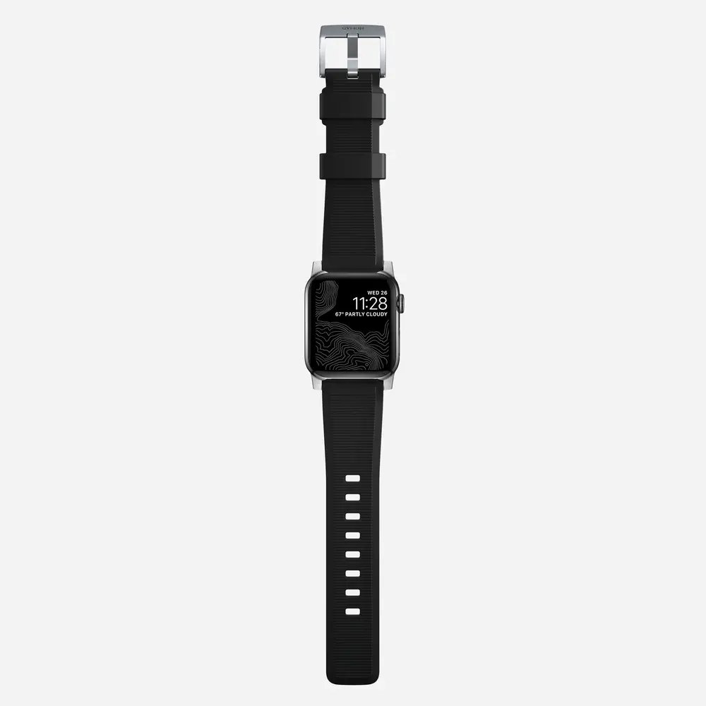 Nomad Nomad Rugged Apple Watch Silikon Armband (Schwarz/Silber) Nomad Nomad Rugged Apple Watch Silikon Armband (Schwarz/Silber)