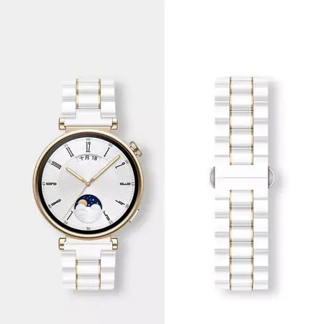 Strap-it® Strap-it Huawei Watch GT 5 - 41mm Keramikarmband (Weiß/Gold) Strap-it® Strap-it Huawei Watch GT 5 - 41mm Keramikarmband (Weiß/Gold)