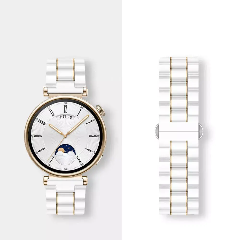 Strap-it® Strap-it Huawei Watch GT 5 Pro - 42mm Keramikarmband (Weiß/Gold) Strap-it® Strap-it Huawei Watch GT 5 Pro - 42mm Keramikarmband (Weiß/Gold)