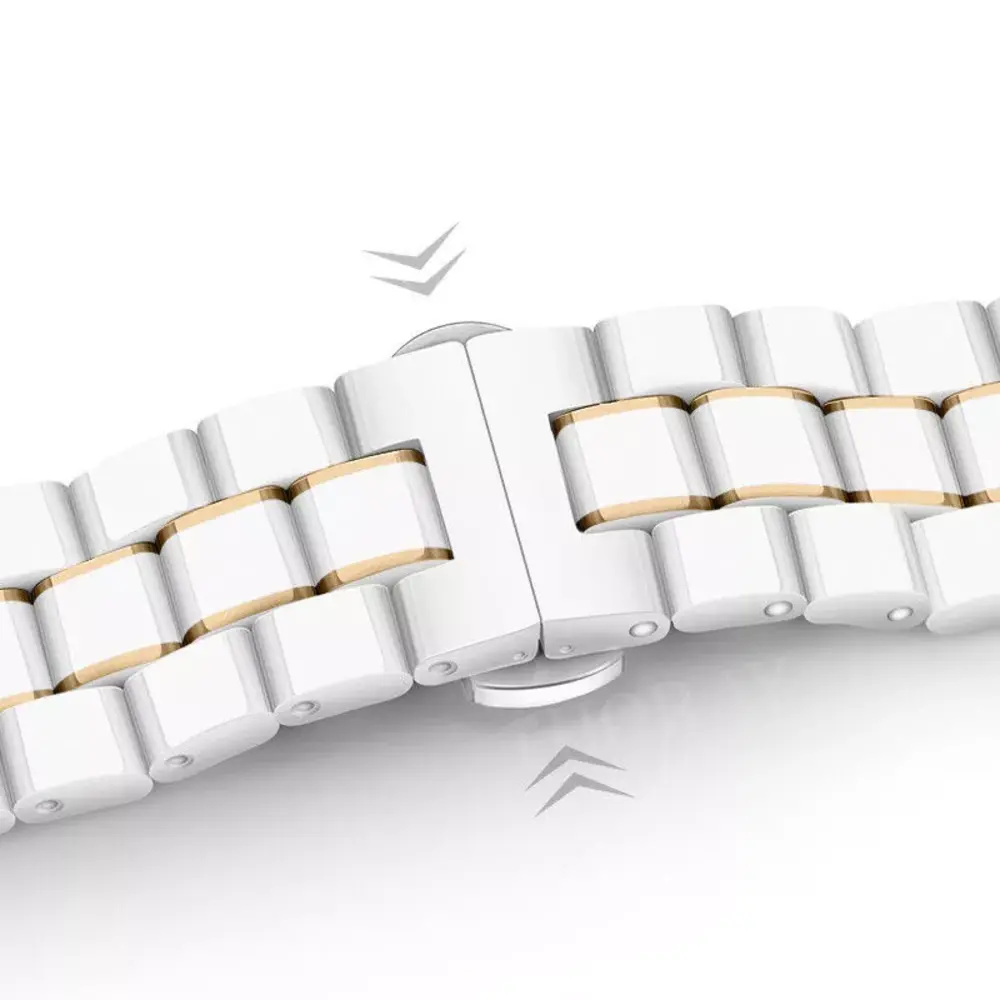 Strap-it® Strap-it Huawei Watch GT 5 Pro - 42mm Keramikarmband (Weiß/Gold) Strap-it® Strap-it Huawei Watch GT 5 Pro - 42mm Keramikarmband (Weiß/Gold)