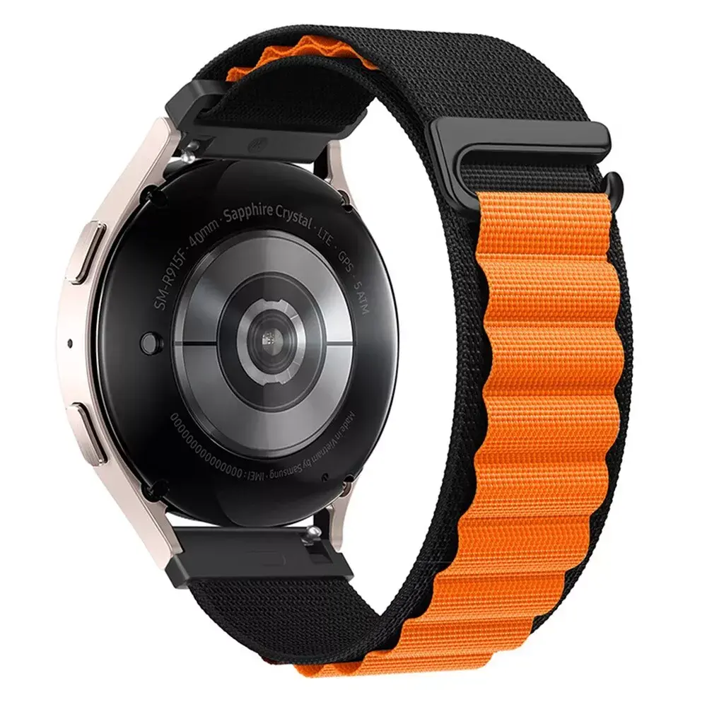 Strap-it® Strap-it Huawei Watch GT 3 Pro 46mm Alpine Nylonarmband (Schwarz/Orange)