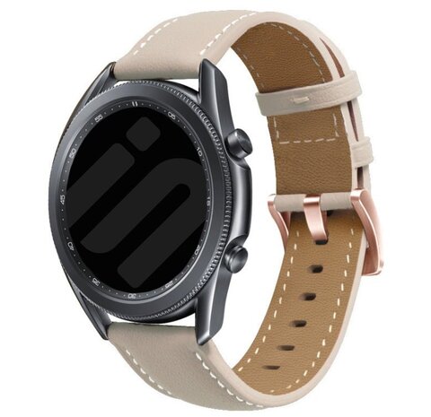 Strap-it® Strap-it Huawei Watch GT 5 - 41mm echtes Lederarmband (Beige)
