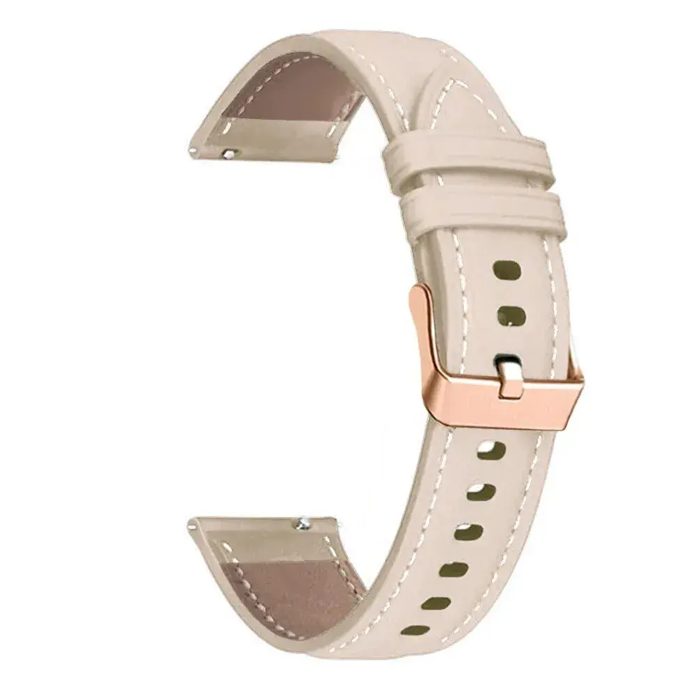 Strap-it® Strap-it Huawei Watch GT 5 - 41mm echtes Lederarmband (Beige)