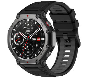 Strap-it® Amazfit T-Rex 3 Silikon-Sportarmband (Schwarz/Grau) Strap-it® Amazfit T-Rex 3 Silikon-Sportarmband (Schwarz/Grau)