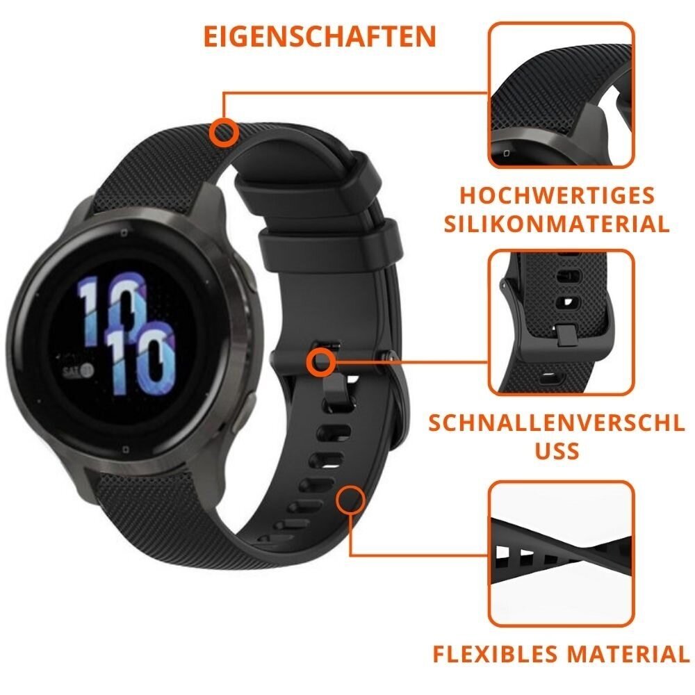 Strap-it® Strap-it Garmin Vivoactive 4s Armband Silikon - 40mm - Schwarz Strap-it® Strap-it Garmin Vivoactive 4s Armband Silikon - 40mm - Schwarz