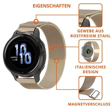 Strap-it® Strap-it Withings ScanWatch Light Milanaise Armband -(Sekt Gold)