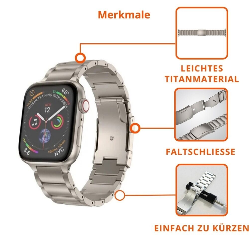 Strap-it® Strap-it Apple Watch Titanarmband (Titanium) Strap-it® Strap-it Apple Watch Titanarmband (Titanium)
