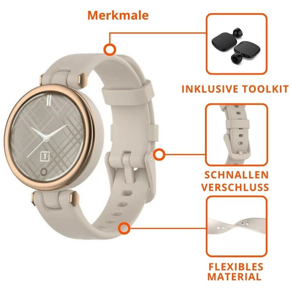 Strap-it® Strap-it Garmin Lily Armband Silikon (Sandgrau)