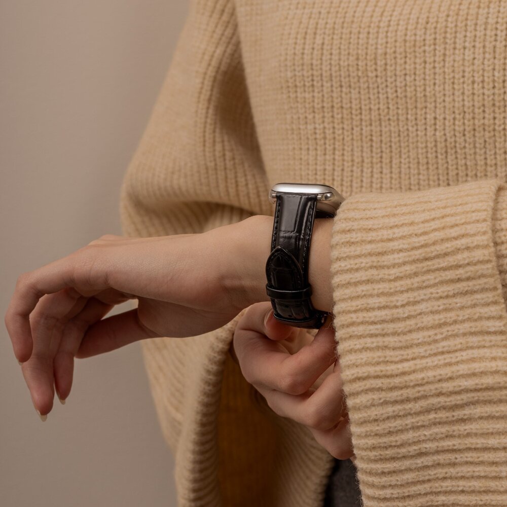 Strap-it® Strap-it Samsung Galaxy Watch 3 45mm Lederarmband mit Krokoprägung (Schwarz) Strap-it® Strap-it Samsung Galaxy Watch 3 45mm Lederarmband mit Krokoprägung (Schwarz)