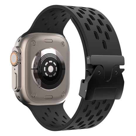Strap-it® Strap-it Apple Watch Silikonarmband mit P-Buckle (Schwarz)
