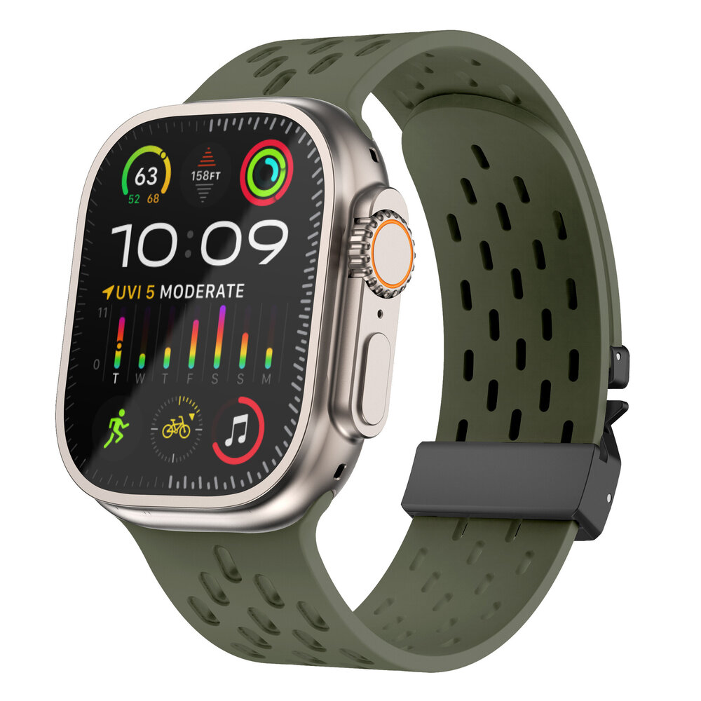 Strap-it® Strap-it Apple Watch Silikonarmband mit P-Buckle (Armeegrün)