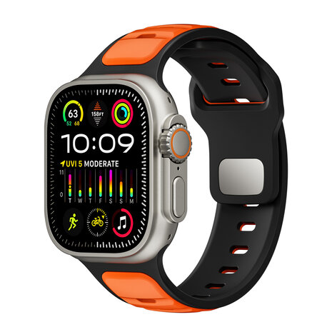 Strap-it® Strap-it Apple Watch Premium Outdoor Silikonarmband (Orange/Schwarz)