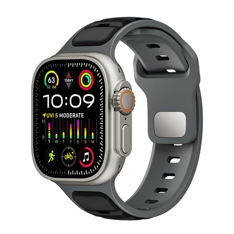 Strap-it® Strap-it Apple Watch Premium Outdoor Silikonarmband (Schwarz/Grau)