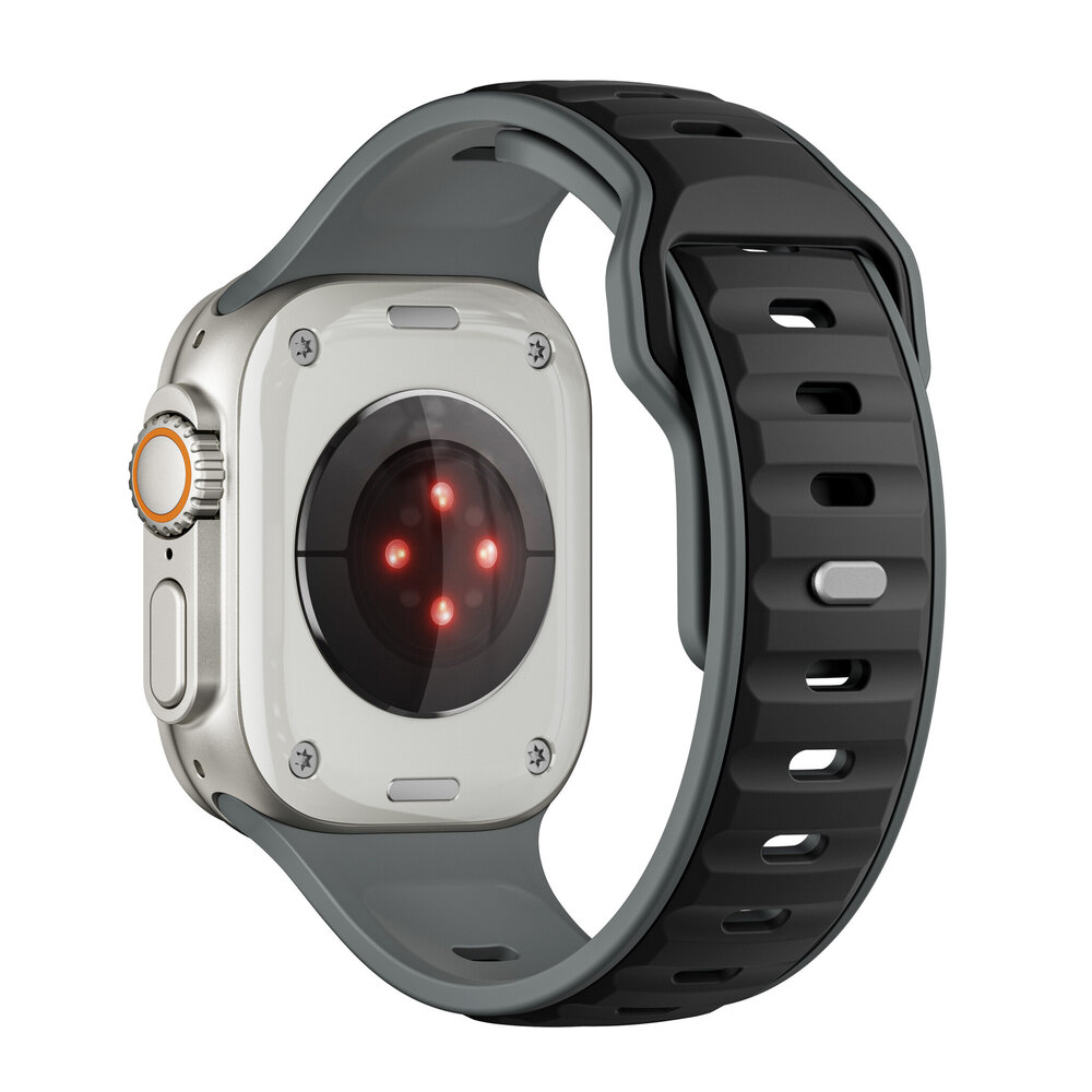 Strap-it® Strap-it Apple Watch Premium Outdoor Silikonarmband (Schwarz/Grau)
