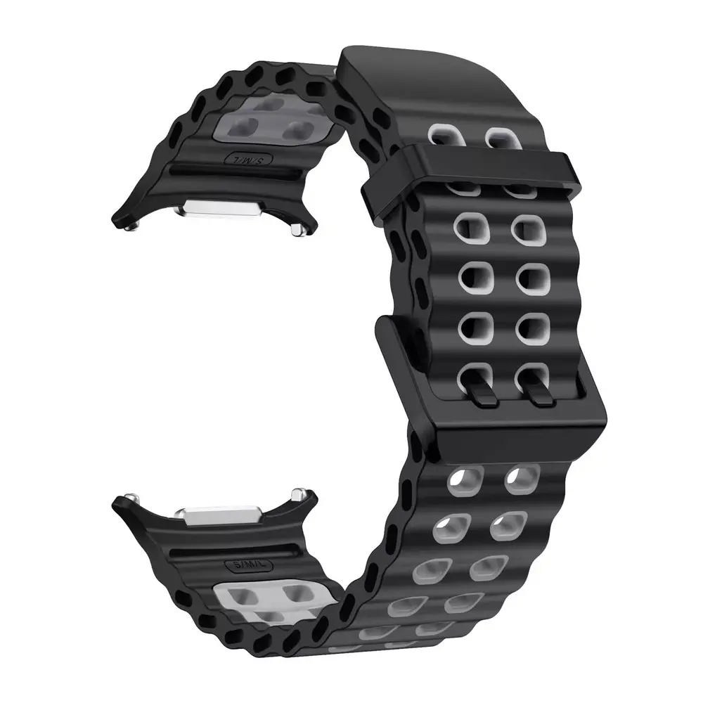 Strap-it® Strap-it Samsung Galaxy Watch Ultra Wave Silikonarmband (Schwarz/Grau) Strap-it® Strap-it Samsung Galaxy Watch Ultra Wave Silikonarmband (Schwarz/Grau)