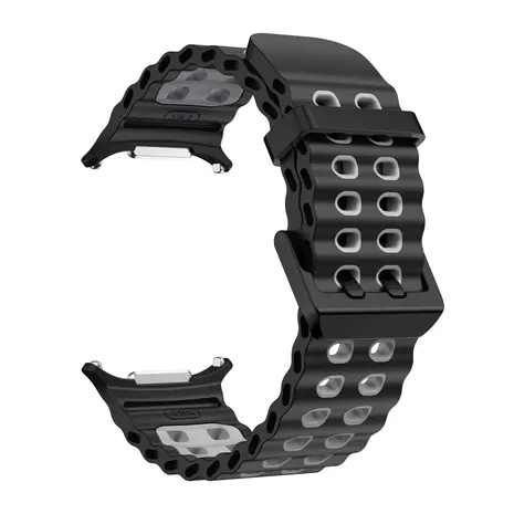 Strap-it® Strap-it Samsung Galaxy Watch Ultra Wave Silikonarmband (Schwarz/Grau) Strap-it® Strap-it Samsung Galaxy Watch Ultra Wave Silikonarmband (Schwarz/Grau)