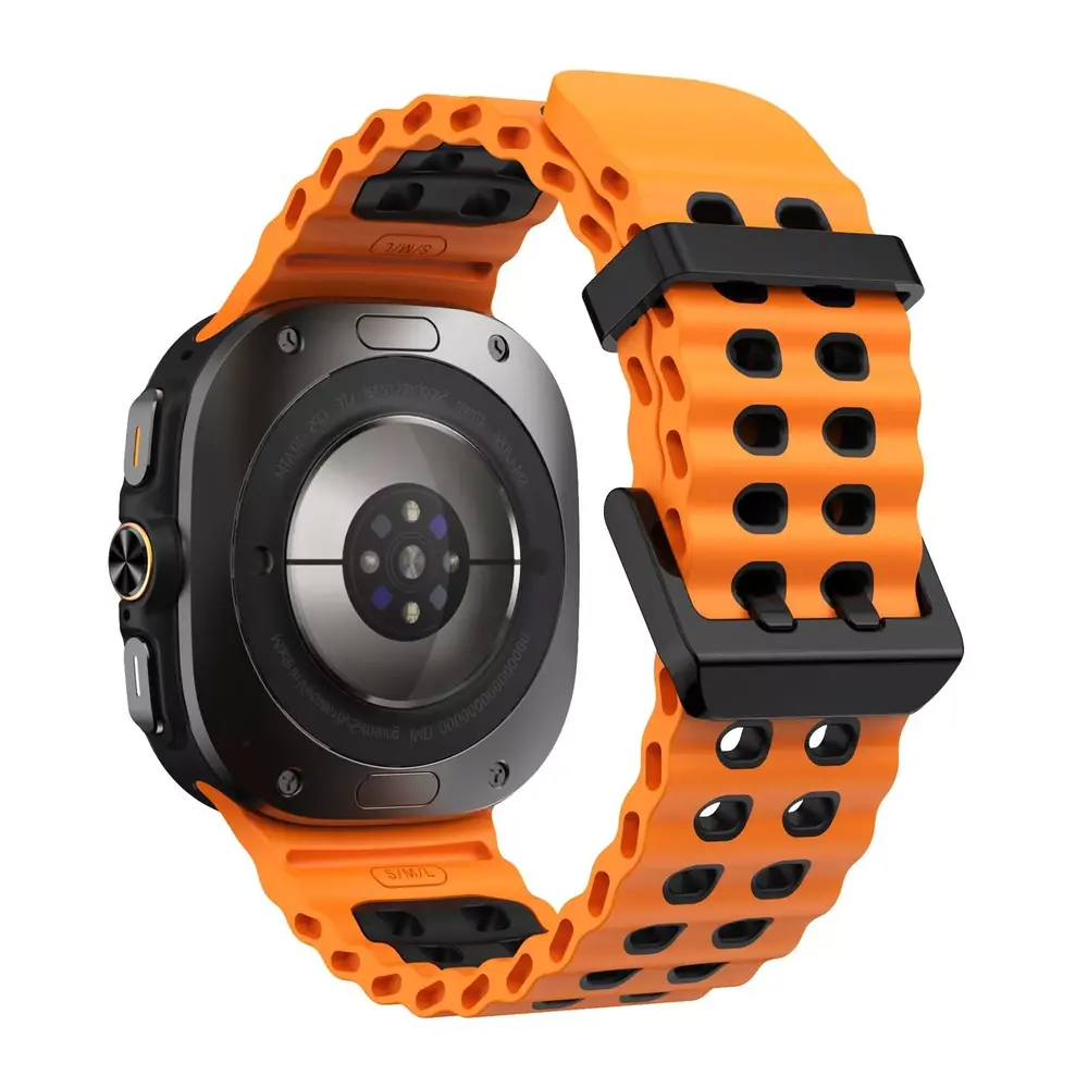 Strap-it® Strap-it Samsung Galaxy Watch Ultra Wave Silikonarmband (Orange/Schwarz)