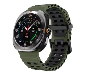 Strap-it® Samsung Galaxy Watch Ultra Wave Silikonarmband (Grün/Schwarz) Strap-it® Samsung Galaxy Watch Ultra Wave Silikonarmband (Grün/Schwarz)