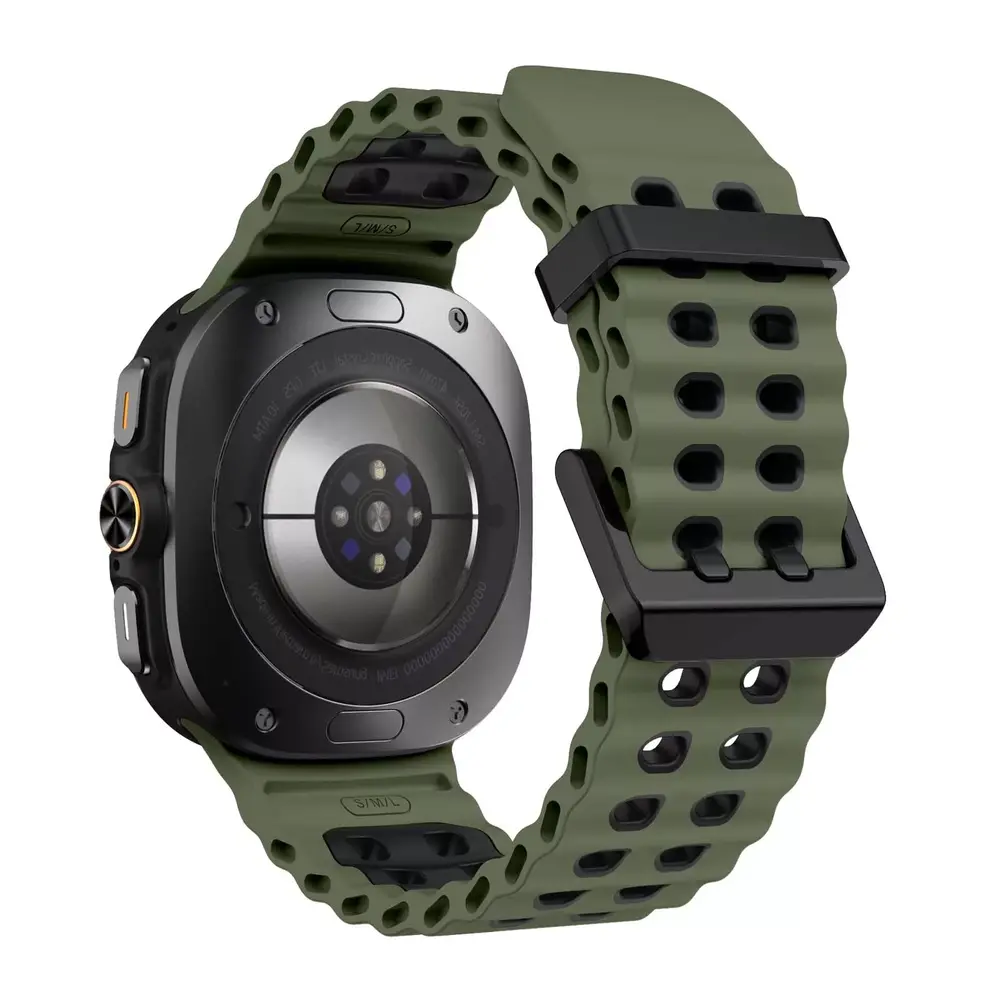 Strap-it® Strap-it Samsung Galaxy Watch Ultra Wave Silikonarmband (Grün/Schwarz)
