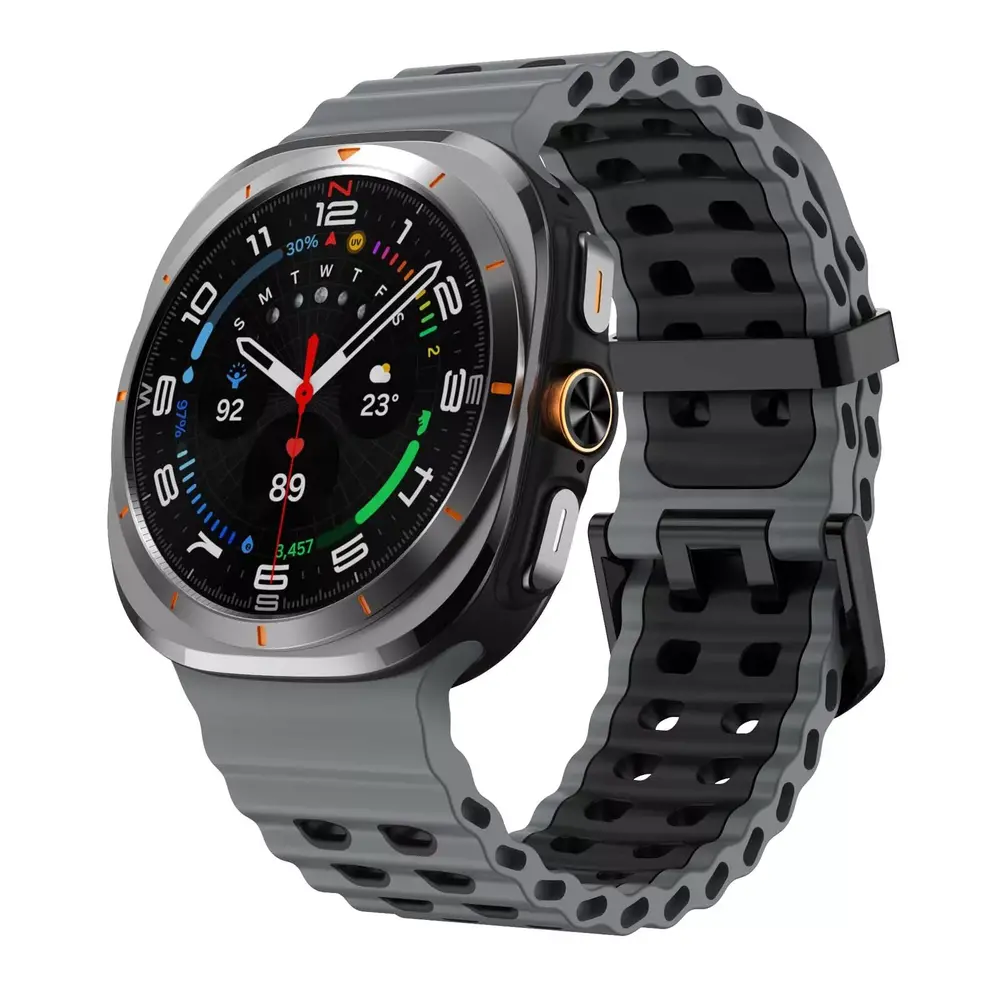Strap-it® Strap-it Samsung Galaxy Watch Ultra Wave Silikonarmband (Grau/Schwarz)