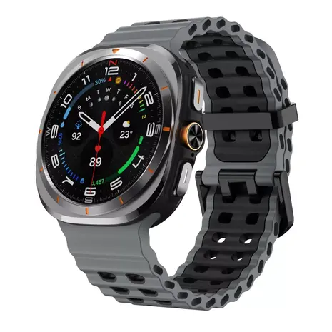 Strap-it® Strap-it Samsung Galaxy Watch Ultra Wave Silikonarmband (Grau/Schwarz)