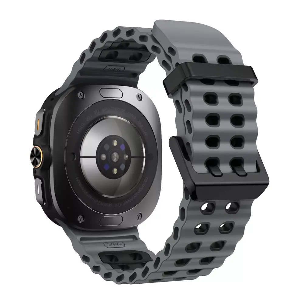 Strap-it® Strap-it Samsung Galaxy Watch Ultra Wave Silikonarmband (Grau/Schwarz)
