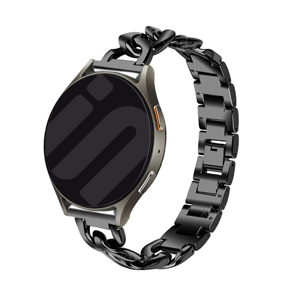 Strap-it® Strap-it Samsung Galaxy Watch Active Stahlkettenband (Schwarz)