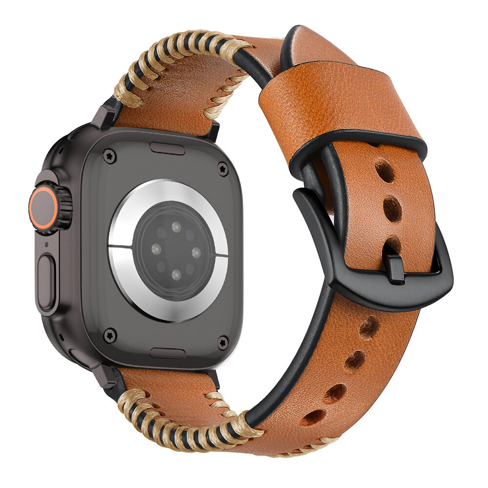 Strap-it® Strap-it Apple Watch Stitched Lederarmband (Braun)