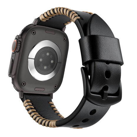 Strap-it® Strap-it Apple Watch Stitched Lederarmband (Schwarz)