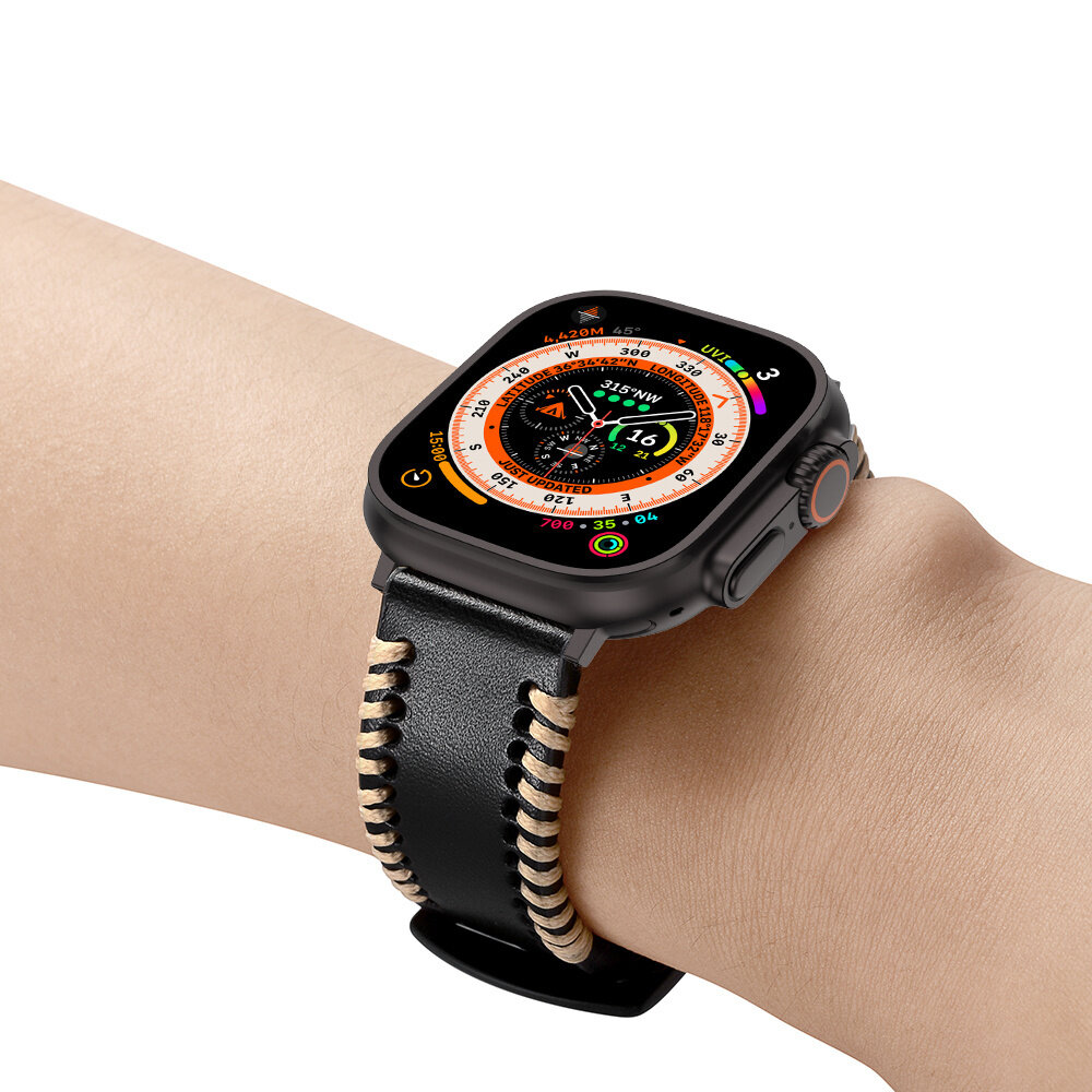 Strap-it® Strap-it Apple Watch Stitched Lederarmband (Schwarz) Strap-it® Strap-it Apple Watch Stitched Lederarmband (Schwarz)