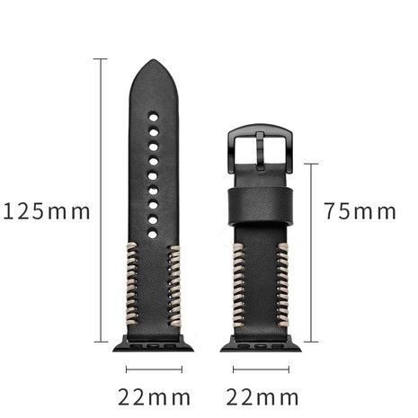 Strap-it® Strap-it Apple Watch Stitched Lederarmband (Schwarz) Strap-it® Strap-it Apple Watch Stitched Lederarmband (Schwarz)