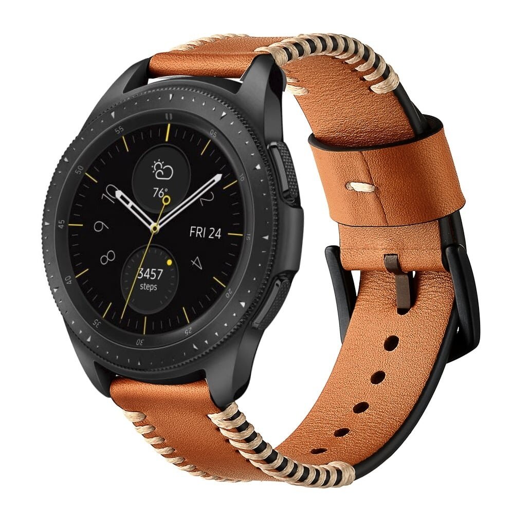 Strap-it® Strap-it Samsung Galaxy Watch 42mm Stitched Lederarmband (Braun)