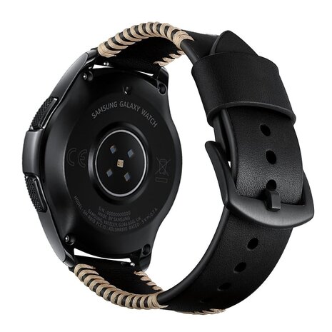 Strap-it® Strap-it Samsung Galaxy Watch Active Stitched Lederarmband (Schwarz)