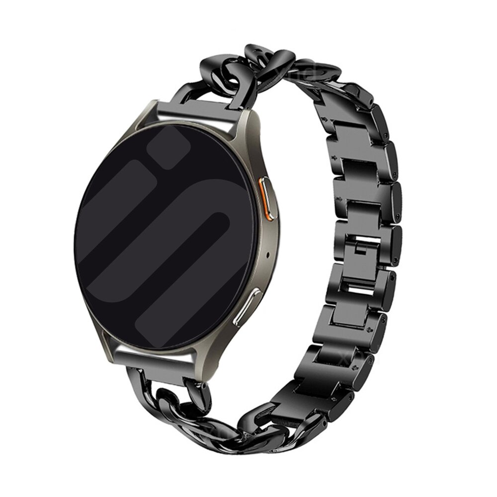 Strap-it® Strap-it Samsung Galaxy Watch 4 Classic 46mm Stahlkettenband (Schwarz)