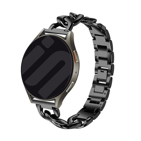 Strap-it® Strap-it Samsung Galaxy Watch 4 Classic 46mm Stahlkettenband (Schwarz)