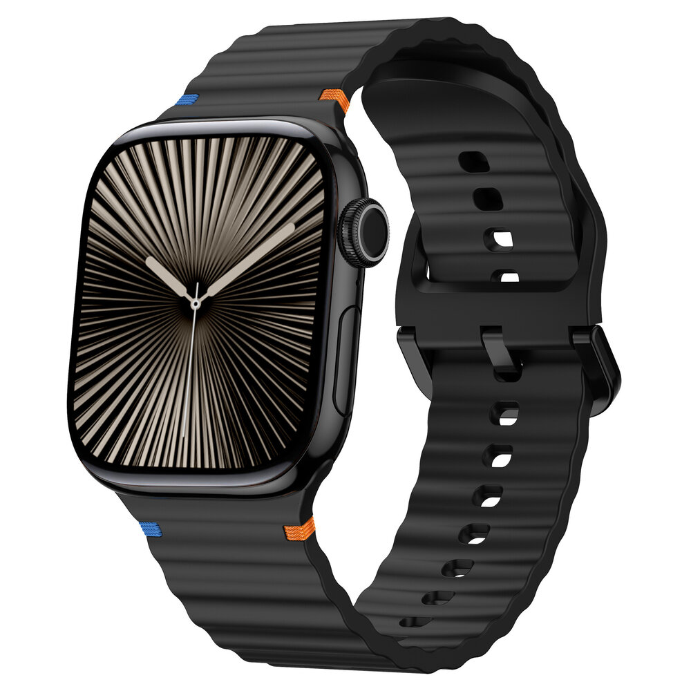 Strap-it® Strap-it Apple Watch Wave Silikonarmband (Schwarz)