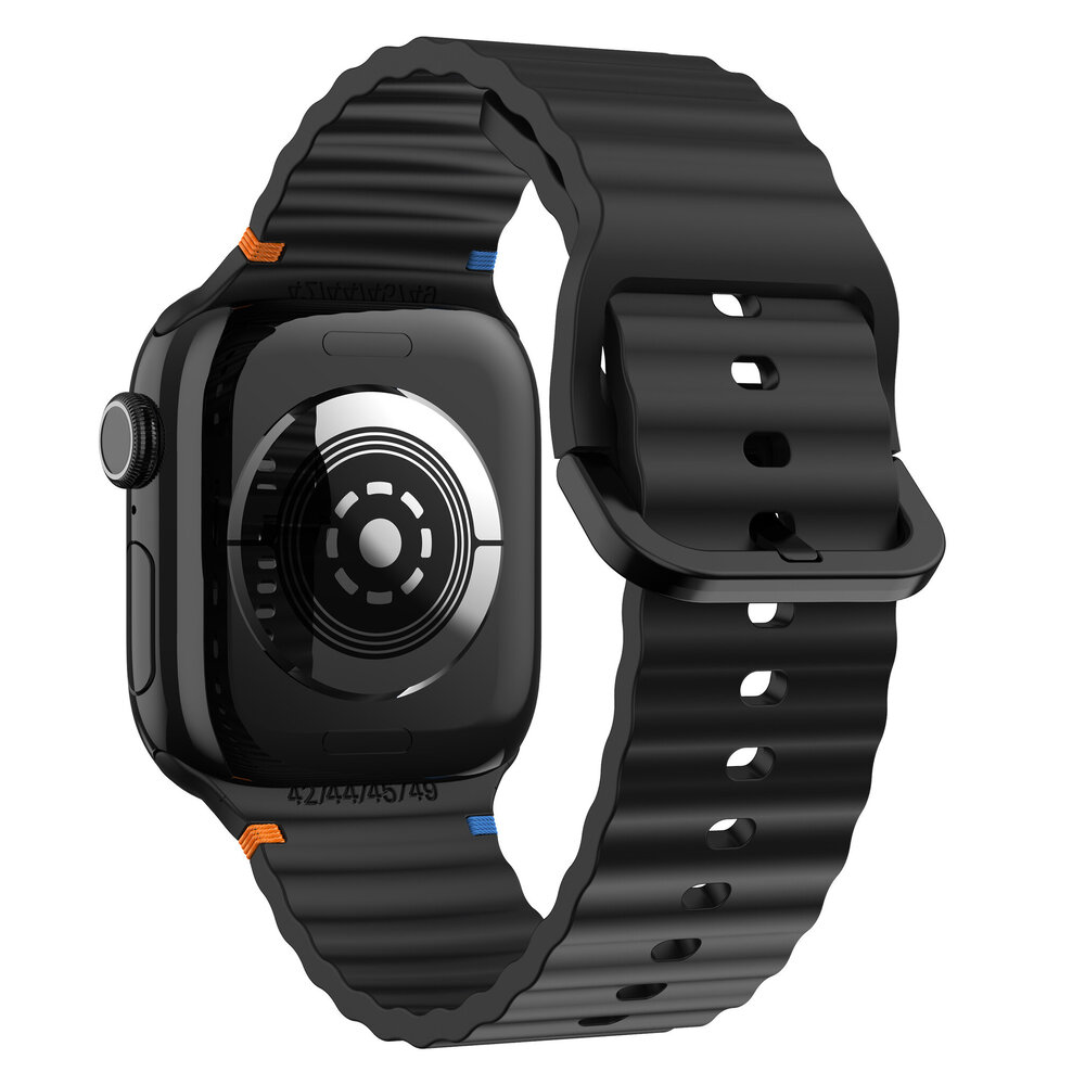 Strap-it® Strap-it Apple Watch Wave Silikonarmband (Schwarz)