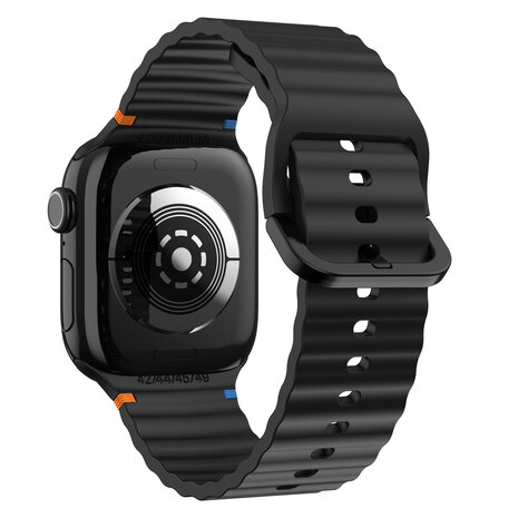 Strap-it® Strap-it Apple Watch Wave Silikonarmband (Schwarz)