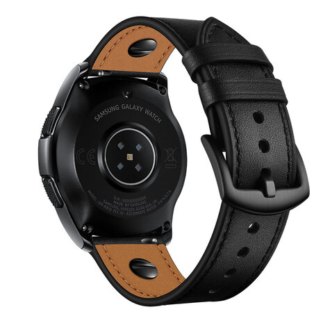 Strap-it® Strap-it Amazfit Active 2 Lederarmband mit Schraube (Schwarz)
