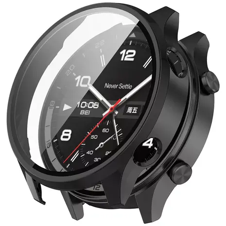 Strap-it® Strap-it OnePlus Watch 2R Hartschale mit Glas (Schwarz) Strap-it® Strap-it OnePlus Watch 2R Hartschale mit Glas (Schwarz)